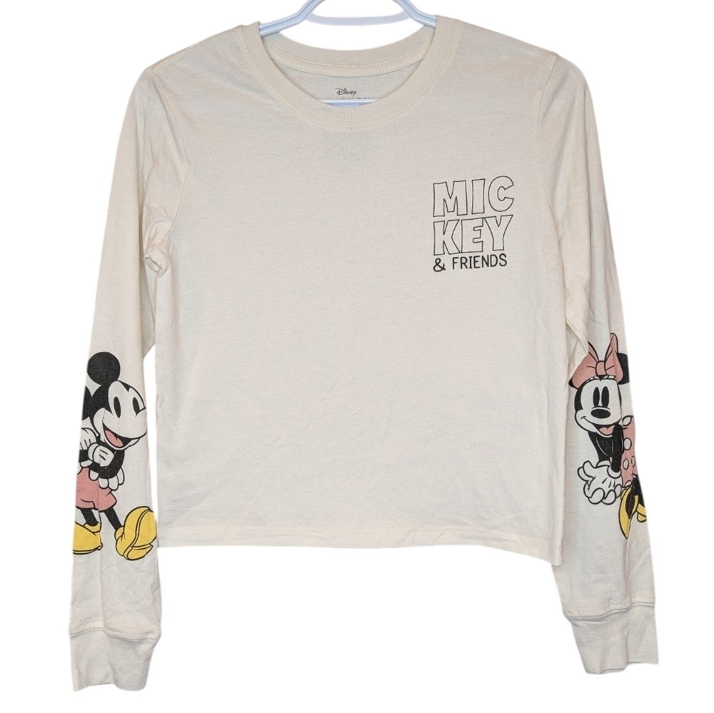 Disney Mickey & Minnie Long Sleeve Crop Top Graphic Shirt XS